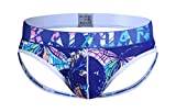 ARCITON Men's Low Rise Jock Strap Printed Thong Underwear Medium(Waist: 26"- 29") Blue Butterfly