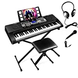 MUSTAR Piano Keyboard, 61 Key Keyboard Piano Electric Piano with Stand, Touch Sensitive Keyboards Piano 61 Key for Beginners, Headphones, Microphone, MP3/USB/LCD Screen, Holiday Birthday Gifts