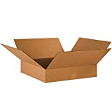 Ship Now Supply SN18184 Flat Corrugated Boxes, 18"L x 18"W x 4"H, Kraft (Pack of 25)