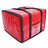 FSE IPDB-618R Insulated Pizza Food Delivery Bag, 18-Inch x 18-Inch x 13-Inch, Zipper, Red, Fits Five 16" Pizza Boxes, or Four 18" Pizza Boxes