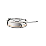 All-Clad Copper Core 5-Ply Stainless Steel Saut Pan with Steel Lid 5 Quart Induction Oven Broil Safe 600F Pots and Pans, Cookware