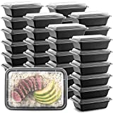 50-Pack Meal Prep Plastic Microwavable Food Containers meal prepping & Lids."{24 OZ.}" Black Rectangular Reusable Storage Lunch Boxes -BPA-free Food Grade- Freezer Dishwasher Safe -"PREMIUM QUALITY"