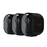 Arlo Pro 4 Spotlight Camera - 3 Pack - Wireless Security, 2K Video & HDR, Color Night Vision, 2 Way Audio, Wire-Free, Direct to WiFi No Hub Needed, Black - VMC4350B