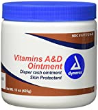 Dynarex Vitamins A & D Ointment, Ointment with Vitamin A and Vitamin D Skin Protectant, for Diaper Rash and Discomfort, White, 15 oz Jar