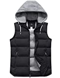 ZSHOW Men's Winter Removable Hooded Cotton-Padded Puffer Vest(Black,Large)