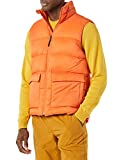 Amazon Essentials Men's Water-Resistant Sherpa-Lined Puffer Vest, Orange, Large