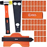 Laminate Wood Flooring Installation Kit with Extra Strong Solid Tapping Block Heavy Duty Pull Bar Non Slip Soft Grip Double Faced Mallet 40 Spacers Included and 10 inch Duplicator Gauge with Lock