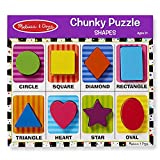 Melissa & Doug Shapes Wooden Chunky Puzzle (8 pcs) - Wooden Puzzles for Toddlers, Animal Puzzles For Kids Ages 2+ - FSC-Certified Materials