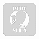 Stencil- POW MIA, 4x3 Inch Image on 5x5 Border, Size 2