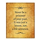 "Never Be a Prisoner of Your Past- Just a Lesson"-Life Quotes Wall Art - 8 x 10" Vintage Parchment Print- Ready to Frame. Inspirational Home-Studio-Office Décor. Life Lesson to Forgive & Forget Self!