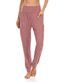 LouKeith Women’s Pants Yoga High Waisted Pajama Harem Sweatpants Comfy Joggers for Workout Running Lounge with Pockets Cameo M