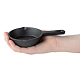 Modern Innovations Black Mini Cast Iron Skillet Set with Silicone Mitt (4 Count) - 3.5 Inch Pans,Pre Seasoned Small Skillets for Baked Cookie/Brownie or Cooked Eggs