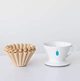 Blue Bottle Ceramic Coffee Dripper and Bamboo Filters for Pour Over