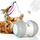 SEFON Robotic Cat Toys Interactive, 1000 mAh Large Capacity Battery Operated with USB Charging, Auto/RC 3 Mode Timed with 4 Feathers/Birds/Mouse Toys for Indoor Cats, All Floors Carpet Available