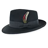 Belfry Gangster 100% Wool Stain-Resistant Crushable Fedora in 5 Sizes and 4 Colors Black Medium