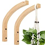 Perfin Wooden Wall Hooks, Plant Hangers Indoor, 8-Inch Wall Mounted Plant Hooks for Hanging Plants, Lanterns, Flower Bracket, Wind Chimes, Decoration Hooks (2 Pack)…