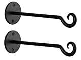 Monarch Abode 20144 7.5 inch Plant Hanger Wall Hook Indoor Outdoor Premium Rust Resistant Hanging Bracket (Set of 2), Black