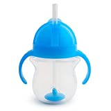 Munchkin Any Angle Weighted Straw Trainer Cup with Click Lock Lid, 7 Ounce, Blue