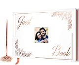 V-COSTA Wedding Guest Book - Polaroid Photo Guestbook | Includes Rose Gold Pen | Birthday, Baby Shower - Rose Gold Foil (Rose Gold)