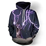 NEWCOSPLAY Unisex Realistic 3D Digital Print Pullover Hoodie Hooded Sweatshirt Lion (Lightning Cat 2, s)