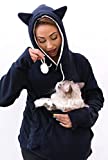 KangaKitty Hoodies Pet Holder Cat Dog Large Pouch Pocket Carriers Pullover with Cat Print Sweatshirt (X-Large)