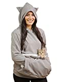 KITTYROO Cat Hoodie, The Original AS SEEN ON TV Kitty Carrying Sweatshirt, with Super Soft Kangaroo Pet Pouch (Large) Grey
