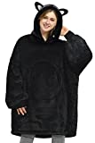 Catalonia Cat Oversized Sherpa Hoodie Blanket Sweatshirt,Super Soft Warm Comfortable Cute Giant Pullover with Large Front Pocket for Women Boys Girls Teens Children Youth,Gift Idea