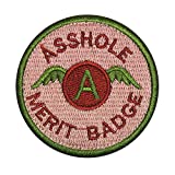 Morton Home-Asshole Merit Badge Tactical Hook and Loop Patch Funny Gift (Pink)
