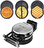 Health and Home 3-in-1 Waffle, Omelet, Egg Waffle Maker, 3 Removable Nonstick Baking Plates, Upgraded 360 Rotating Belgian Waffle Maker