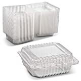 Clear Plastic Square Hinged Food Container, 5" Length x 5" Width x 2 1/8" Depth, Keep your Food Secure by MT Products - Shallow (40 Pieces)