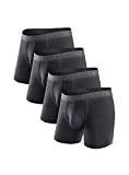 DAVID ARCHY Men's Underwear Breathable Boxer Briefs Bamboo Rayon Super Soft Trunks with Fly in 4 Pack (M, Black - 5.5" in 4 Pack)