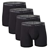 BAMBOO COOL Men’s Underwear boxer briefs Soft Comfortable Bamboo Viscose Underwear Trunks (4 Pack) (L, black long boxer briefs)