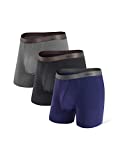 Separatec Men's Underwear 3 Pack Basic Bamboo Rayon Soft Breathable Dual Pouch Boxer Briefs(M, Black/Dark Gray/Navy Blue)