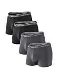 DAVID ARCHY Men's 4 Pack Underwear Soft Comfy Breathable Bamboo Rayon Trunks No Fly (M, Black/Dark Gray)