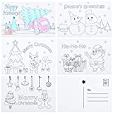 30 Pieces Christmas Color Your Own Postcards Coloring Cartoon Christmas Greeting Cards Coloring Christmas Cards for DIY Kids Student Christmas, 5 Designs, 4 x 6 Inches