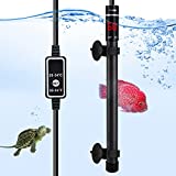 Lermity 500w Aquarium Heater Fish Tank Auto Thermostat with LED Digital Temperature Readout and External Temperature Controller for Salt Water and Fresh Water (Titanium)