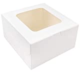 KINGREE 25pcs 8x8x5 Inches Cake Boxes with Window Bakery Box for Pastries, Cookies, Pie, Cupcakes(White)