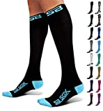 SB SOX Compression Socks (20-30mmHg) for Men & Women  Best Compression Socks for All Day Wear, Better Blood Flow, Swelling! (Small, Black/Blue)