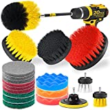 Holikme 22Piece Drill Brush Attachments Set, Scrub Pads & Sponge, Buffing Pads, Power Scrubber Brush with Extend Long Attachment, Car Polishing Pad Kit