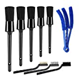 HMPLL 9pcs Auto Car Detailing Brush Set Car Interior Cleaning Kit Includes 5 Soft Premium Detail Brush, 3 Wire Brush & 1 Vent Cleaning Brush for Cleaning Interior, Dashboard, Engines, Leather, Wheel