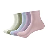 SERISIMPLE Women Thin Bamboo Socks Crew Lightweight Above Ankle Casual Dress Sock For Ladies Bootie Trouser 5 Pairs (Assorted, Large)