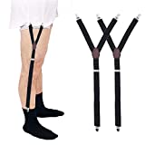 Mens Shirt Stays Shirt Holder Straps Adjustable Elastic Suspenders Garters with Non-slip Locking Clamps Y Style
