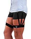 Improved NV HOLDERS 2.0, with improved clasps; premium shirt stays, shirt holders, shirt garters, shirt tuckers for men (Black, Medium (21.5-23.5 inches on thigh's thickest part))
