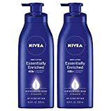 NIVEA Essentially Enriched Body Lotion Pack of 48 Hour Moisture for Dry to Very Dry Skin 16.9 Bottles, Almond, 33.8 Fl Oz, (Pack of 2)