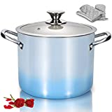 LovoIn Nonstick Stock Pot 7 Qt Soup Pasta Pot with Lid, 7-Quart Multi Stockpot Oven Safe Cooking Pot for Stew, Sauce & Reheat Food, Induction/ Oven/ Gas/ Stovetops Compatible for Family Meals, Blue