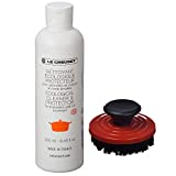 Le Creuset Cerise Cherry Nylon Grill Pan and Skillet Cleaning Brush with 8.5 Ounce Enameled Cast Iron Cleaner