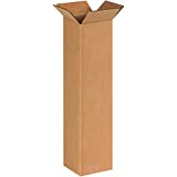 Aviditi 6624 Tall Corrugated Cardboard Box 6" L x 6" W x 24" H, Kraft, For Shipping, Packing and Moving (Pack of 25)