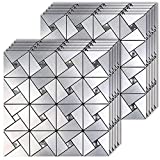 HomeyMosaic 10-Sheet Peel and Stick Tile Backsplash Stick on Kitchen Wall Decor Aluminum Surface Metal Mosaic Smart Tiles Wall Sticker,Silver Windmill Puzzle Glass Mixed(11.8"x11.8")