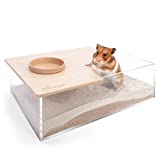 Niteangel Animal Sand-Bath Box: - Acrylic Critter's Sand Bath Shower Room & Digging Sand Container for Hamsters Mice Lemming Gerbils or Other Small Pets (Rectangle, Burlywood)