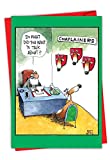 NobleWorks - Cartoon Christmas Note Card with Envelope (4.63 x 6.75 Inch) - Funny Joke Comic, Stationery for Xmas Holiday - Complainer Reindeer 1540